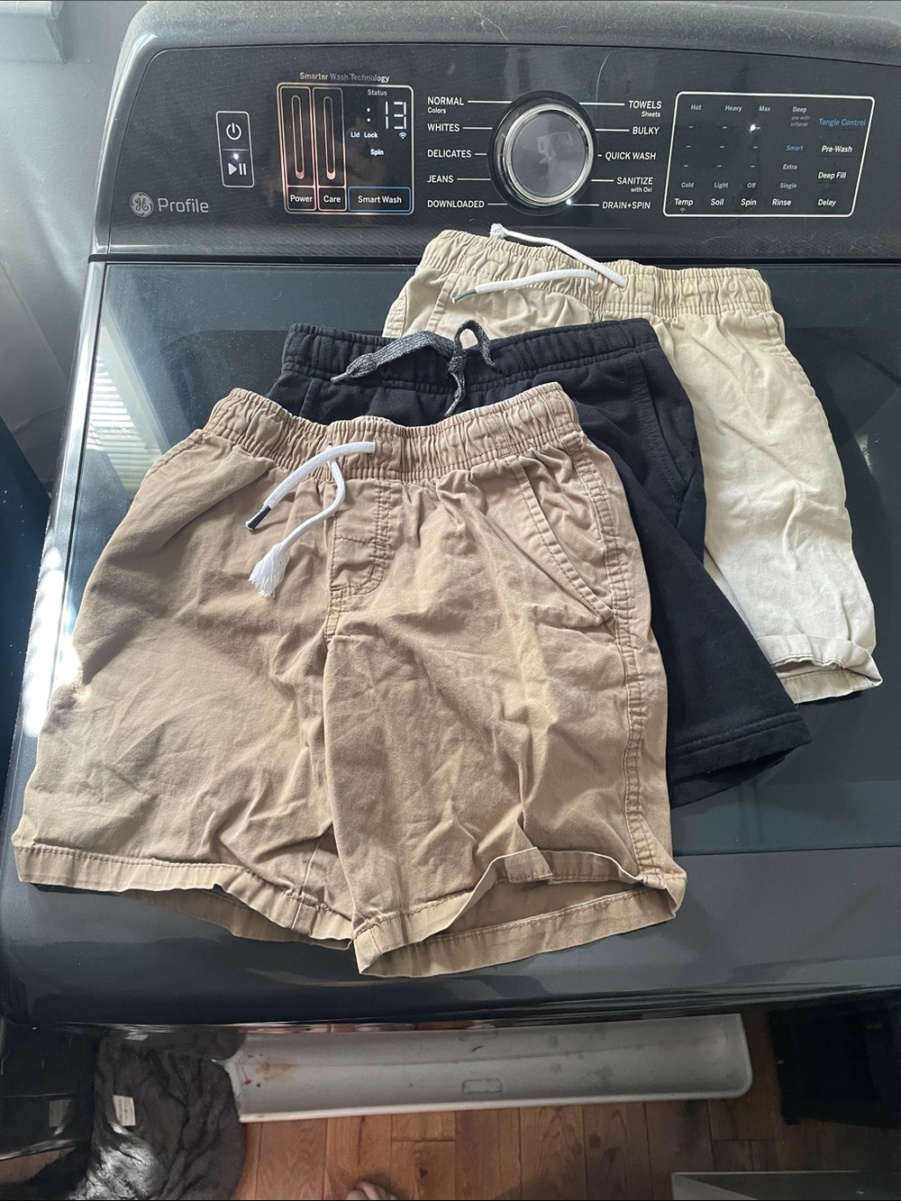 Cat & Jack Boys Knit Drawstring Shorts - Tan, Black, Cream (3-Pack)